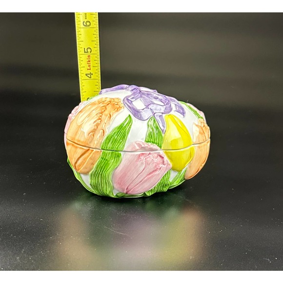 Vintage Ceramic Easter Egg Trinket Box Candy Dish By Cheryl Johnson E & R Japan - Picture 8 of 10